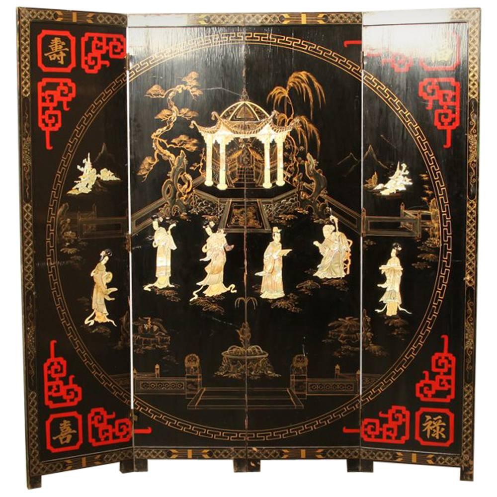 Large Chinese Room Divider or Folding Screen For Sale