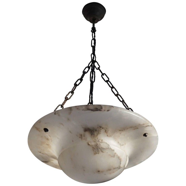 Art Deco Alabaster Pendant Light Fixture Wonderful Shape Early Art Deco Alabaster Pendant Light Fixture Wonderful Shape Early 20th Century For