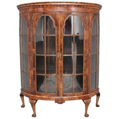 Early 20th Century Walnut Bowfronted Display Cabinet