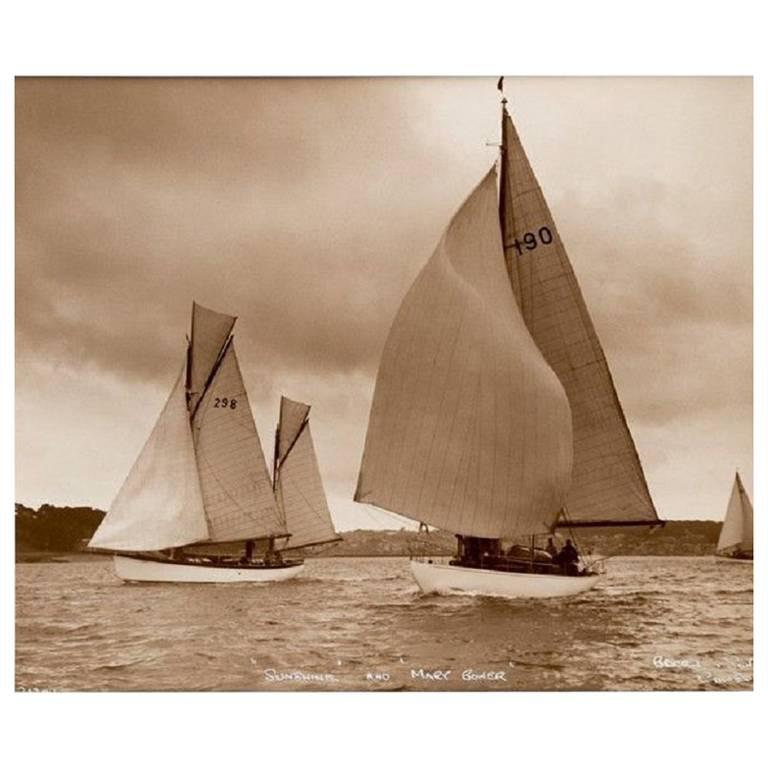 Silver Gelatin Photographic Print by Beken 'Yacht Sunshine and Mary Bower' For Sale