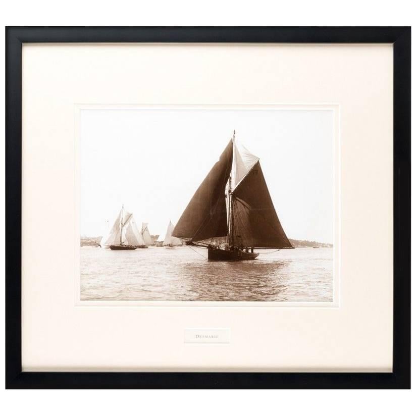 Early Silver Gelatin Photographic Print by Beken of Cowes Yacht Polaris For Sale