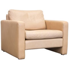 COR Designer Armchair Anilin Leather Beige One-Seat Couch Modern