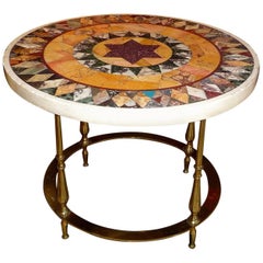 French 1950s Bronze Gueridon with an Italian Marble and Porphyry Circular Top