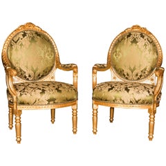 Two Elegant French Armchairs in the Louis Seize Style 20th Century