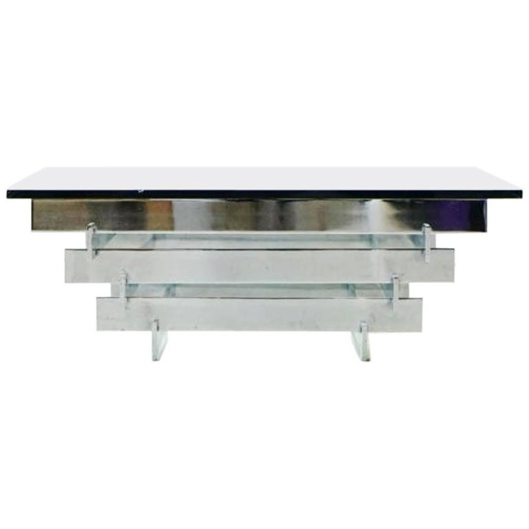 Glass Chrome Coffee Side Cocktail Table by Zaruch at 1stDibs