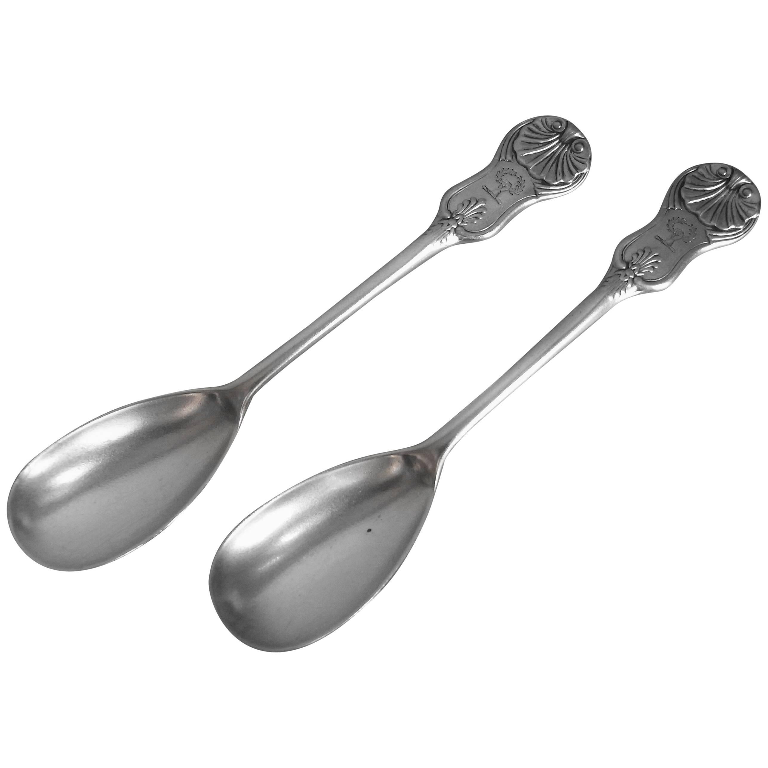 Extremely Rare Pair of Egg Spoons Made in Glasgow by Robert Gray and Sons at 1stDibs
