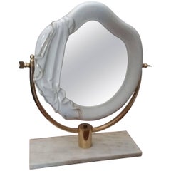  20th Century white maiolic Italian Table's Mirror