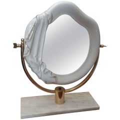20th Century white maiolic Italian Table's Mirror