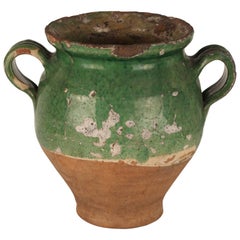 Antique Rare Green Confit Pot from the South of France, 19th Century