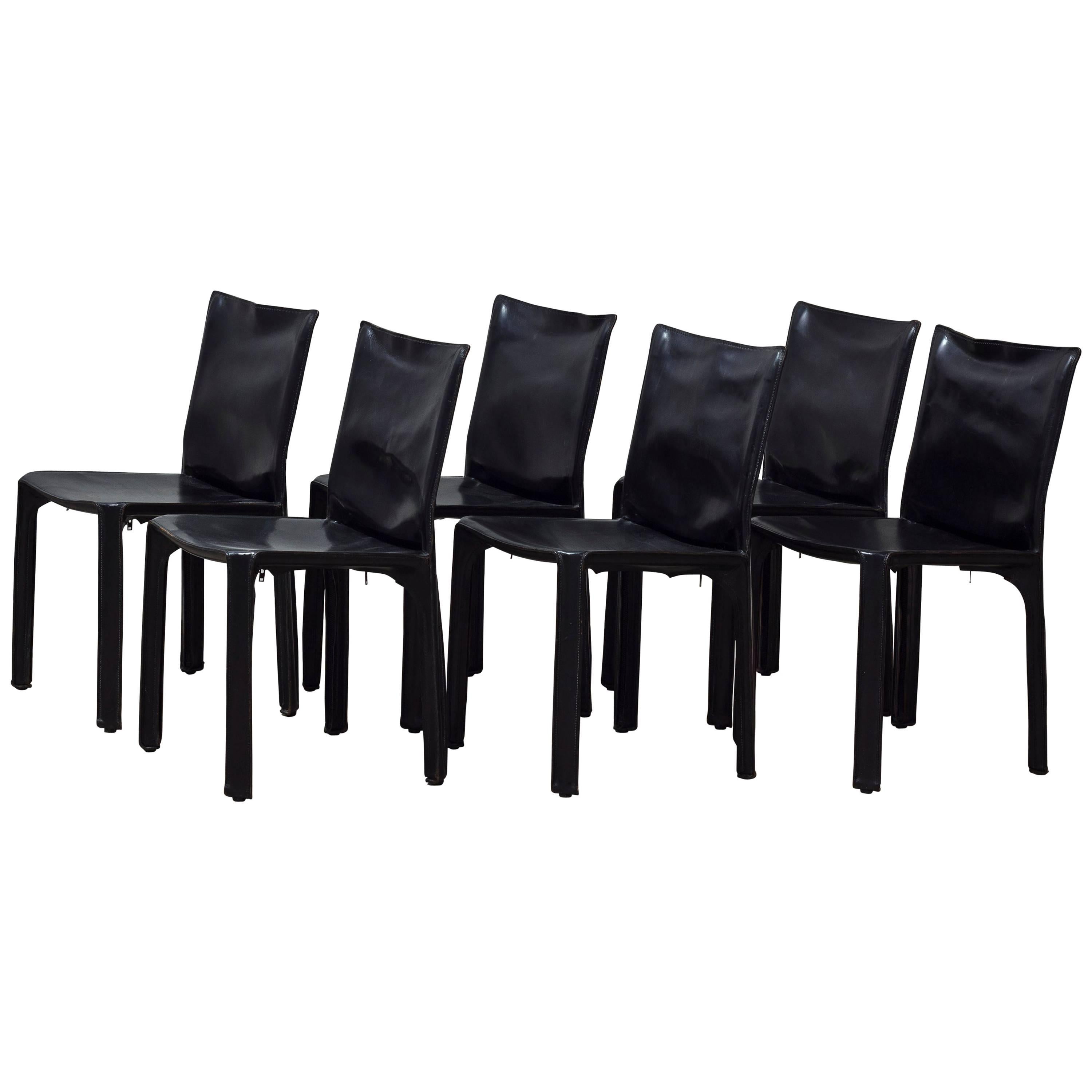 Set of Six Cab Chairs by Mario Bellini for Cassina