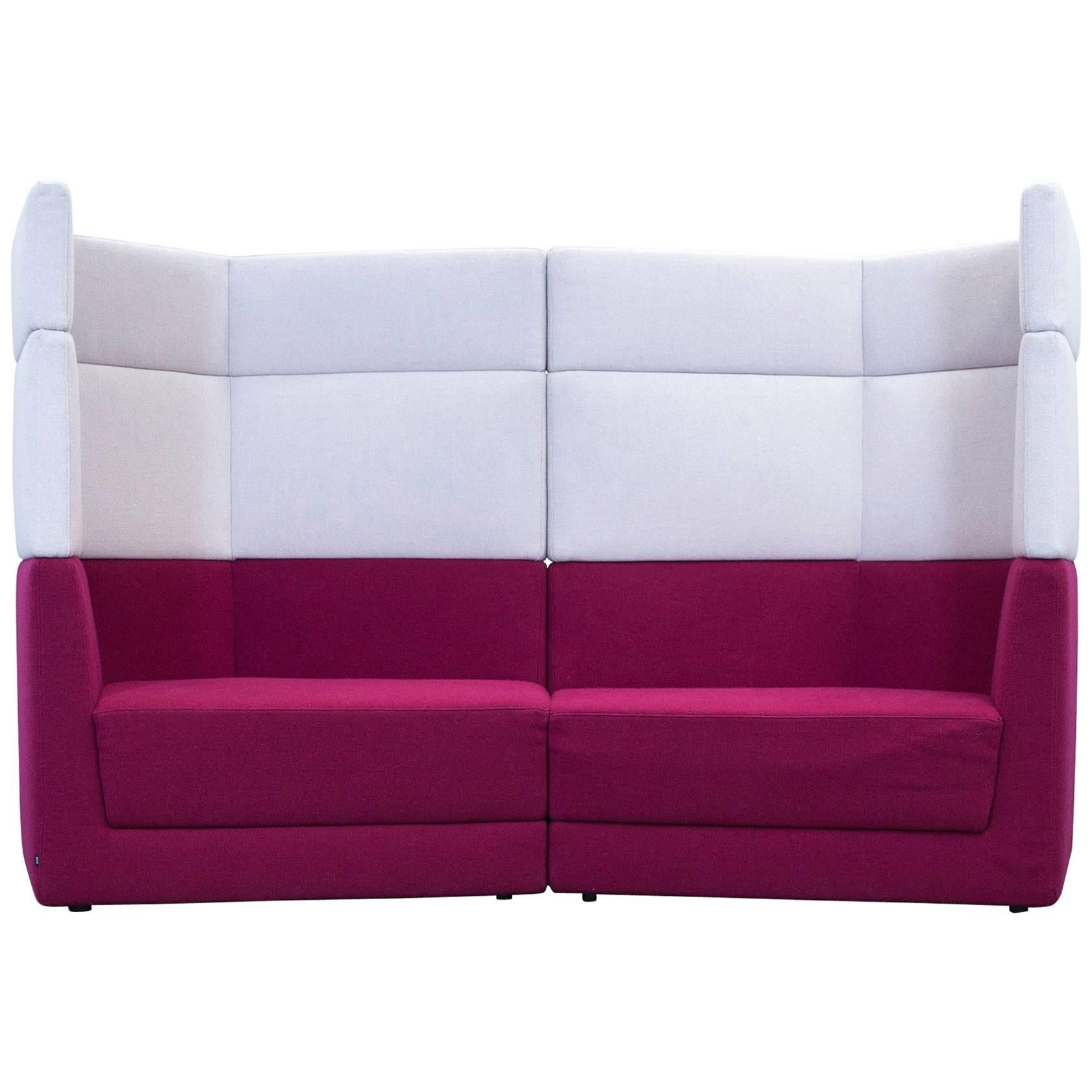COR Scope Designer Sofa Fabric Violet Crème White Three-Seat Couch Modern