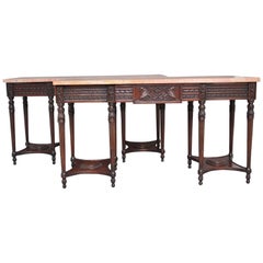 Pair of Early 20th Century Mahogany and Marble Top Console Tables