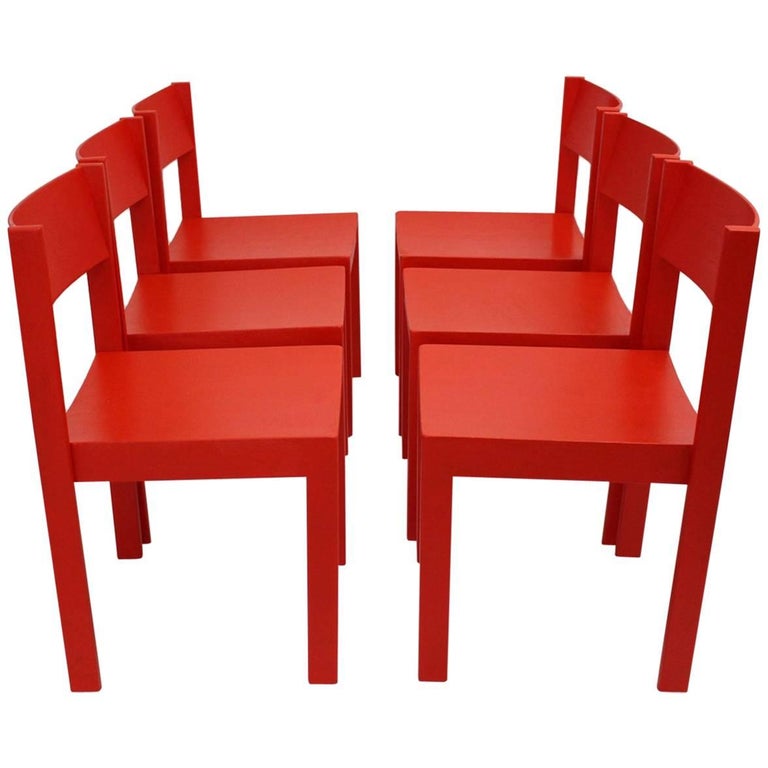 Mid Century Modern Red Carl Auböck Dining Room Chairs 1956 Vienna