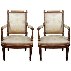 Pair of Italian Louis XVI Style Armchairs