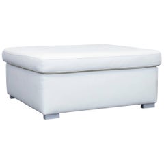 Machalke Designer Footstool Leather White One-Seat Pouf Couch Modern