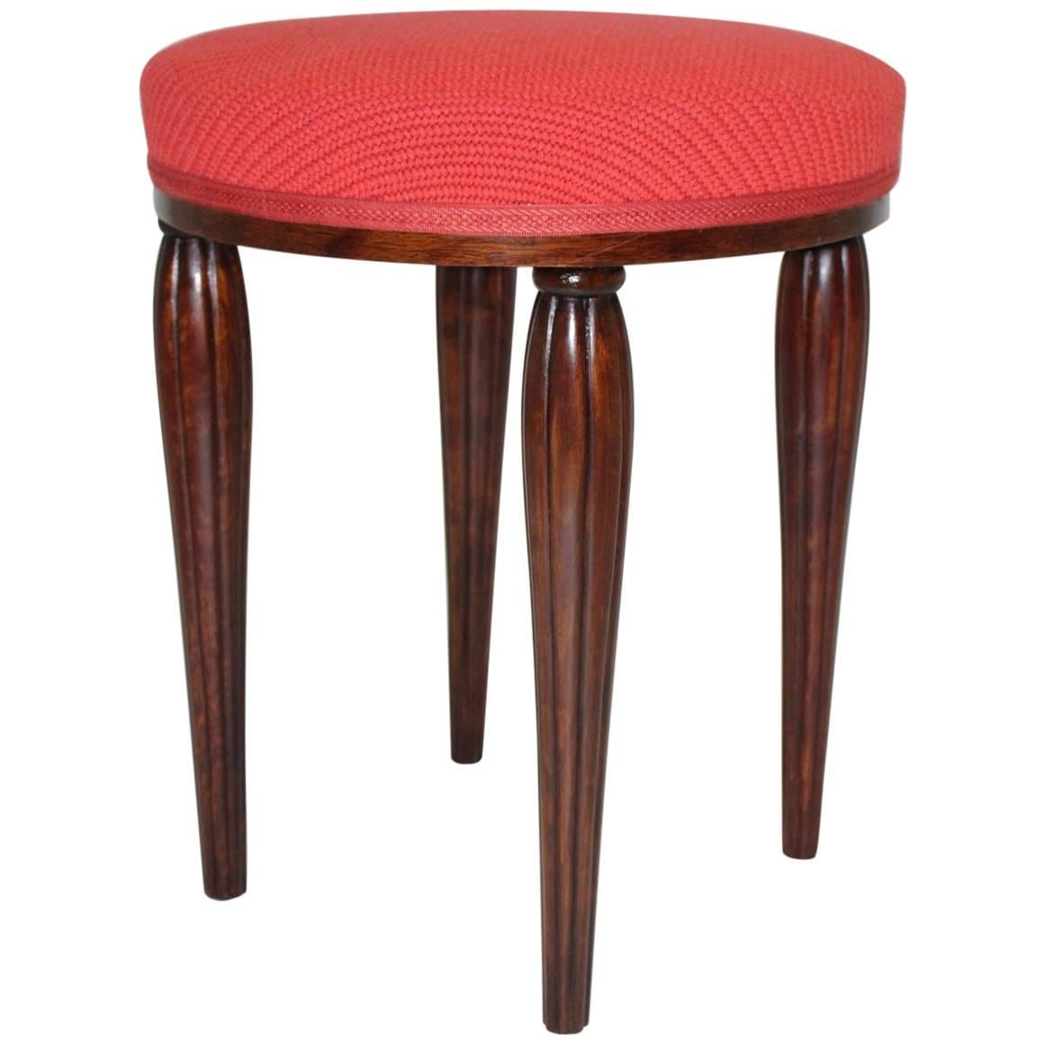 Red Walnut Stool Vienna Sezession by Otto Prutscher Attributed, c 1914 Austria For Sale