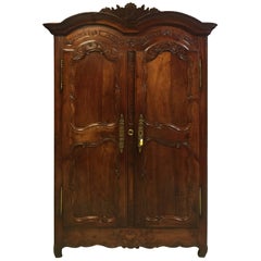 18th Century Louis XV Weeding Armoire from Brittany in Fruitwood