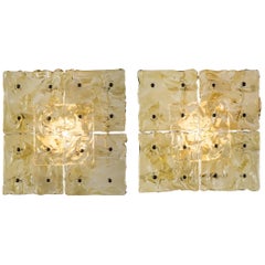 Venini Pair of Murano Glass Patchwork Ceiling / Sconces