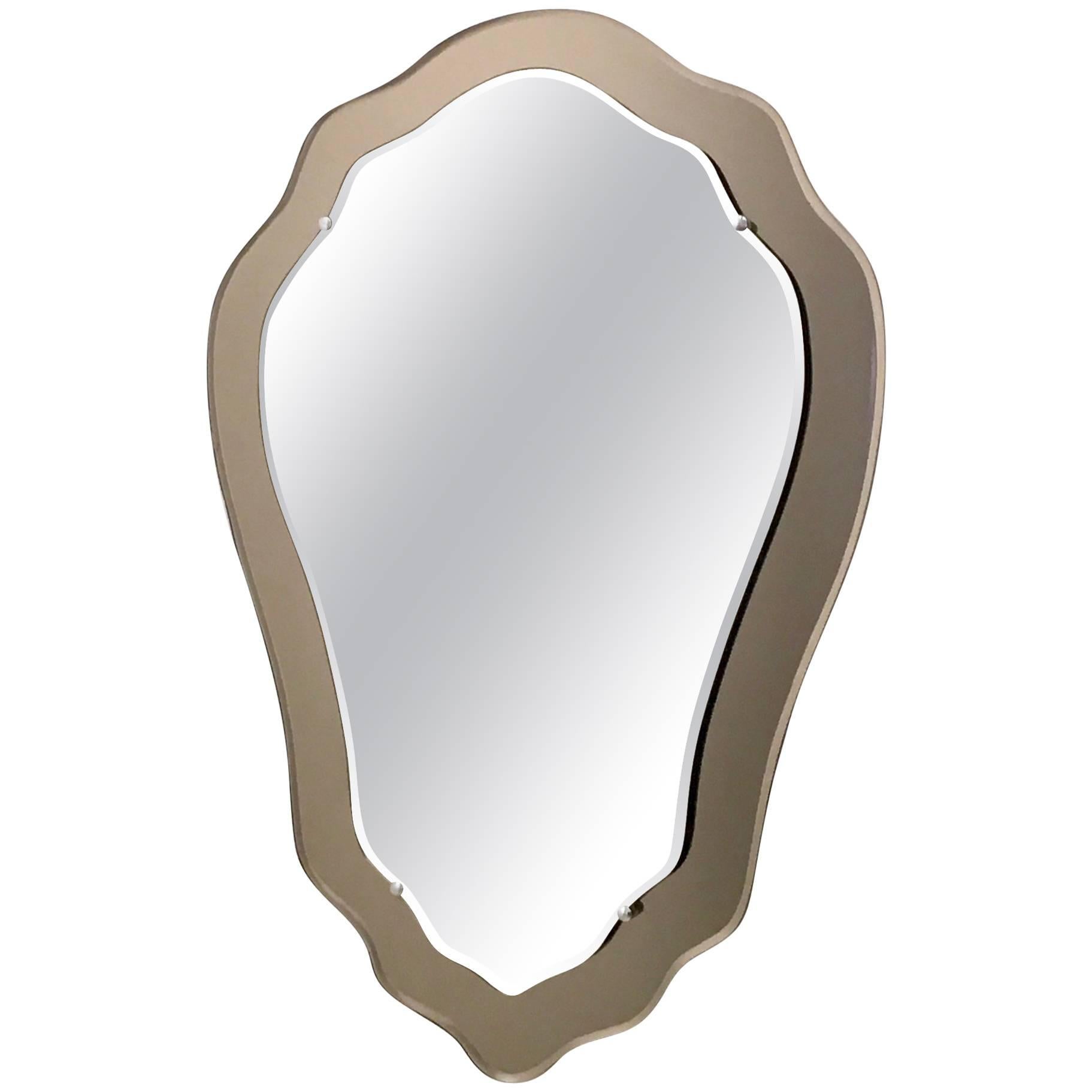 Wall Mirror with a Bronze Mirrored Frame, Italy, 1950s