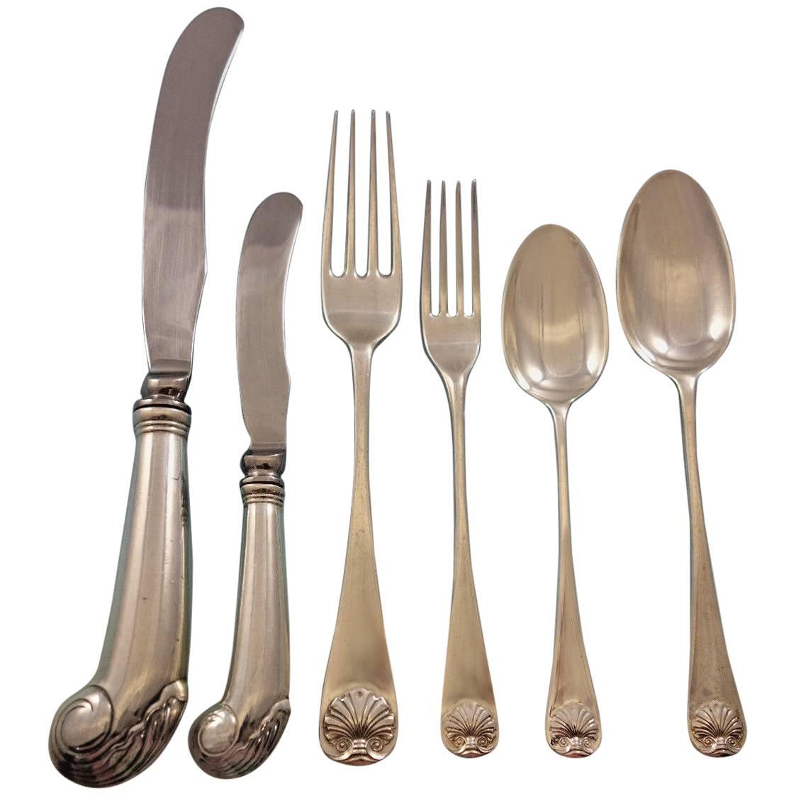 Williamsburg Shell Stieff Sterling Silver Flatware Set 18 Service 114 ...