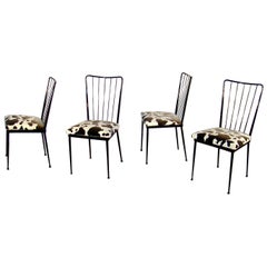 Vintage Four Chairs in Lacquered Metal in the Style of Colette Gueden, circa 1960