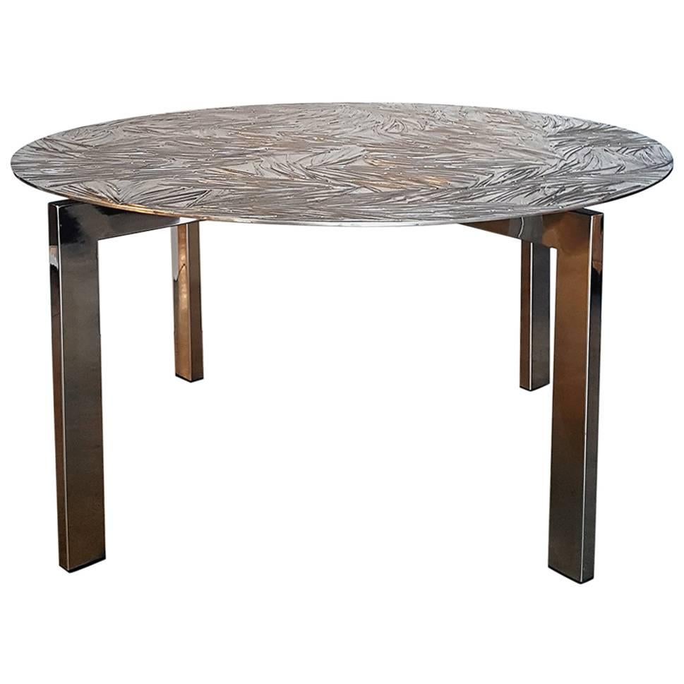 Contemporary Limited Edition Round Aluminum Steel Table by Andrea Salvetti  For Sale