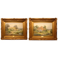 Antique Henry John Sylvester Stannard "Near Kimbarton" and "In a Hampshire Garden", Pair