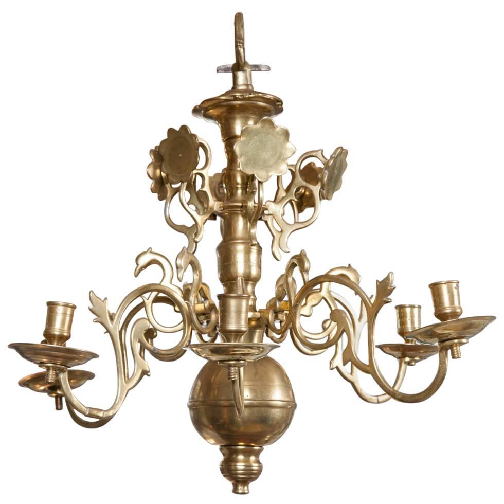 17th Century Period Dutch Brass Chandelier For Sale