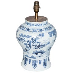 18th Century Dutch Delft Blue and White Vase as a Lamp