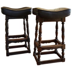 Antique Pair of Early 19th Century English Pub Stools