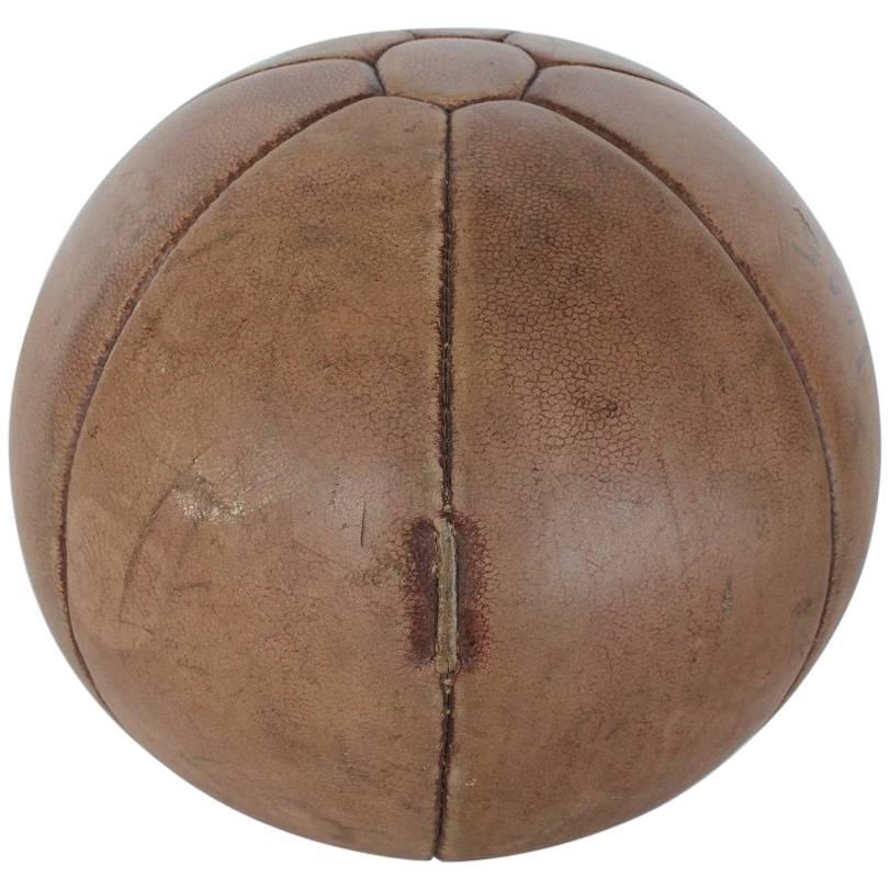 1930s French Leather Medicine Ball