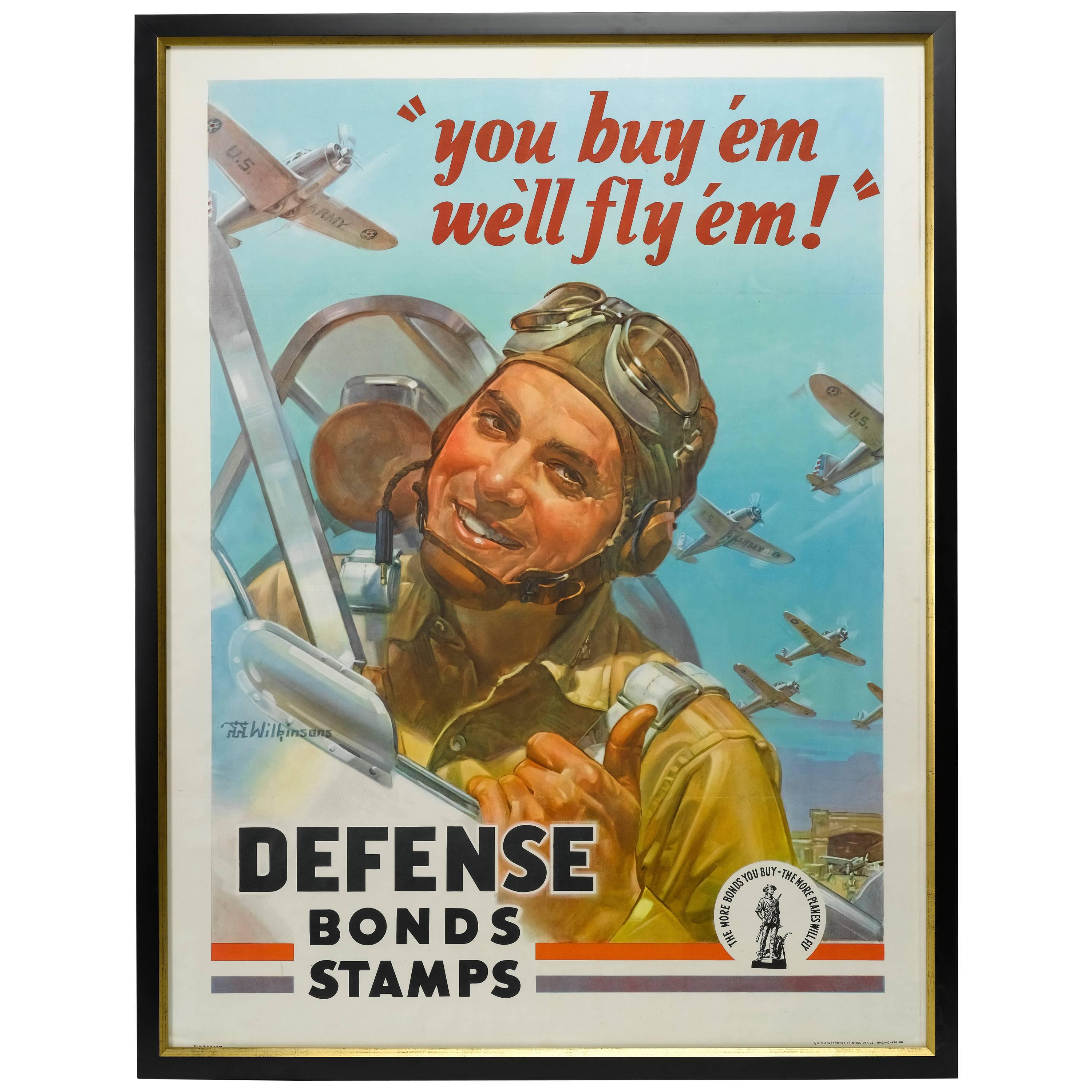 1942 "You Buy 'Em / We'll Fly 'Em!" Vintage WWII Poster
