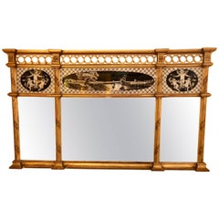 Miroir de console ou trumeau en verre églomisé de style néoclassique