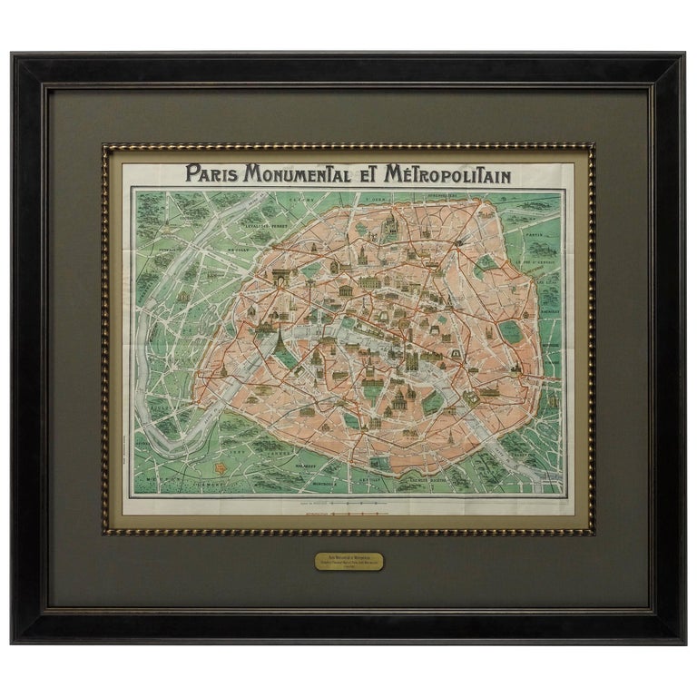 Map of Paris, Published by Robelin, Antique Pictorial Map, circa 1913 ...