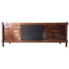 Sergio Rodrigues Rosewood Leather Credenza