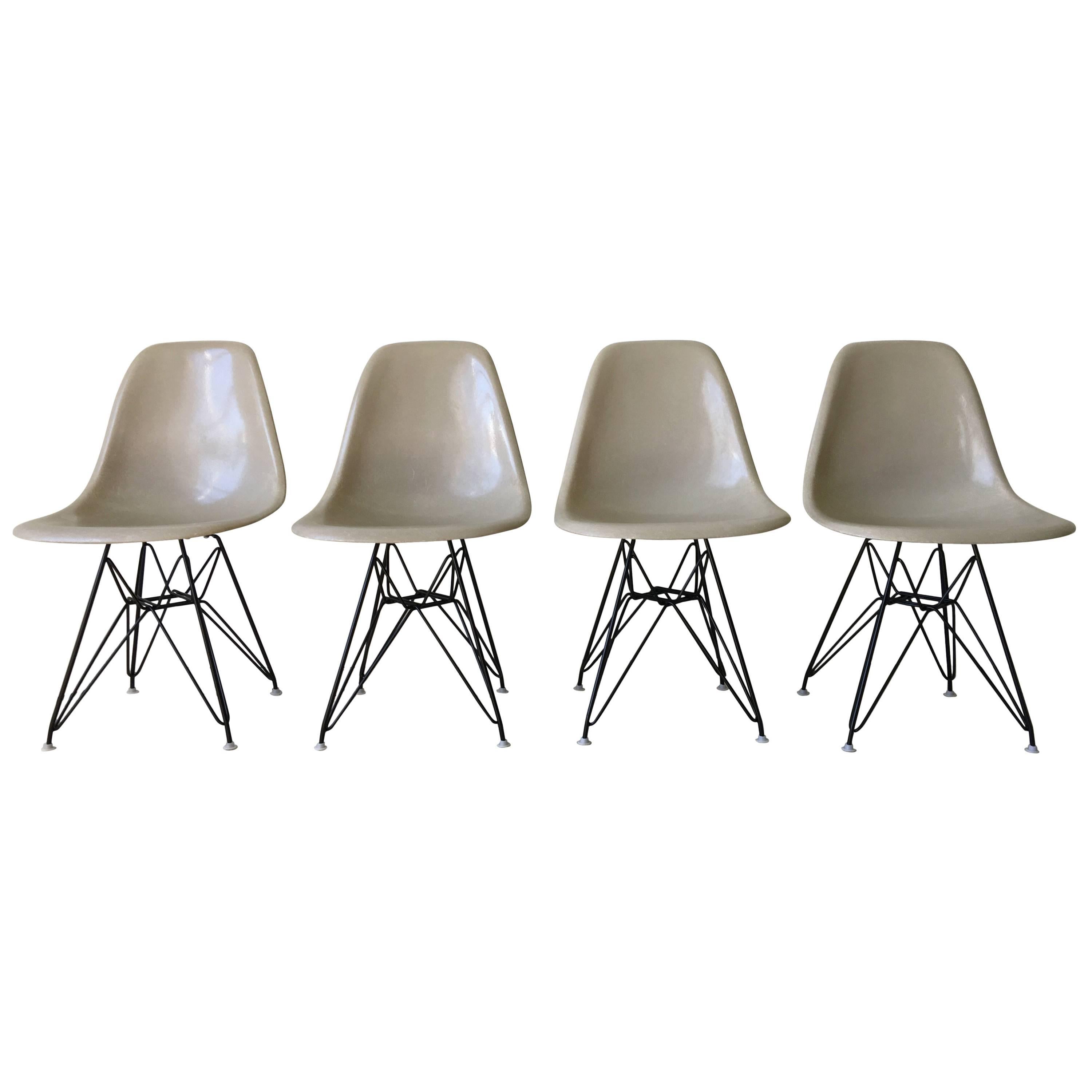 Charles Eames Set of Grey Fiberglass Eiffel Tower Base Chairs for Herman Miller