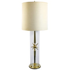 Mid-Century Modern Sputnik Atomic Glass & Brass Table Lamp by Mutual Sunset Co.