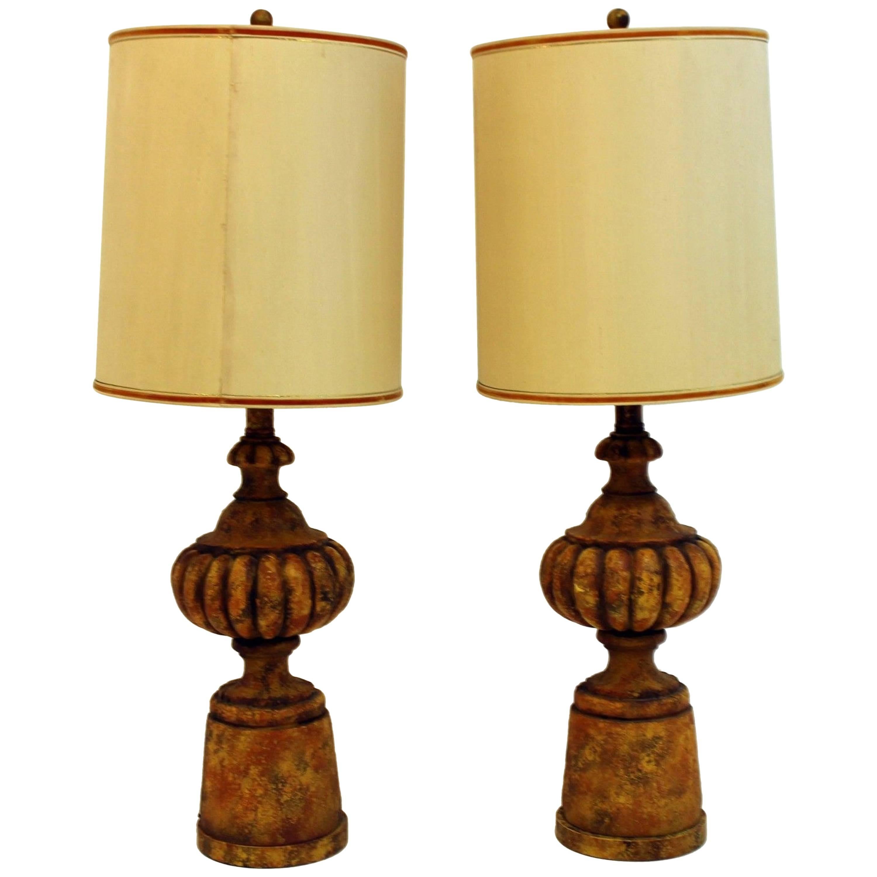 Mid-Century Modern Pair of Michael Taylor for Chapman Gesso Stone Table Lamps