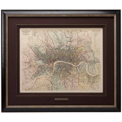 Antique 1843 London "Metropolis" Hand-Colored Pocket Map by John Arrowsmith