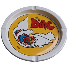 Late 1960s Bird of Peace Dove Ashtray by Peter Max Psychedelic Pop Art Graphic
