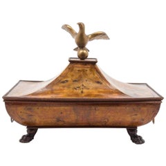 Antique 19th Century English Burl Wood Box of Nice Scale