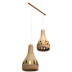 1960s Studio Ceramic Japanese Pendant Lamps