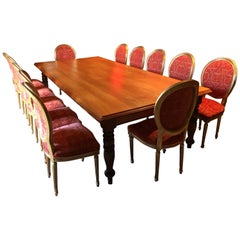 Antique Style Large Dining Table and Twelve Chairs French Fruitwood Gilded