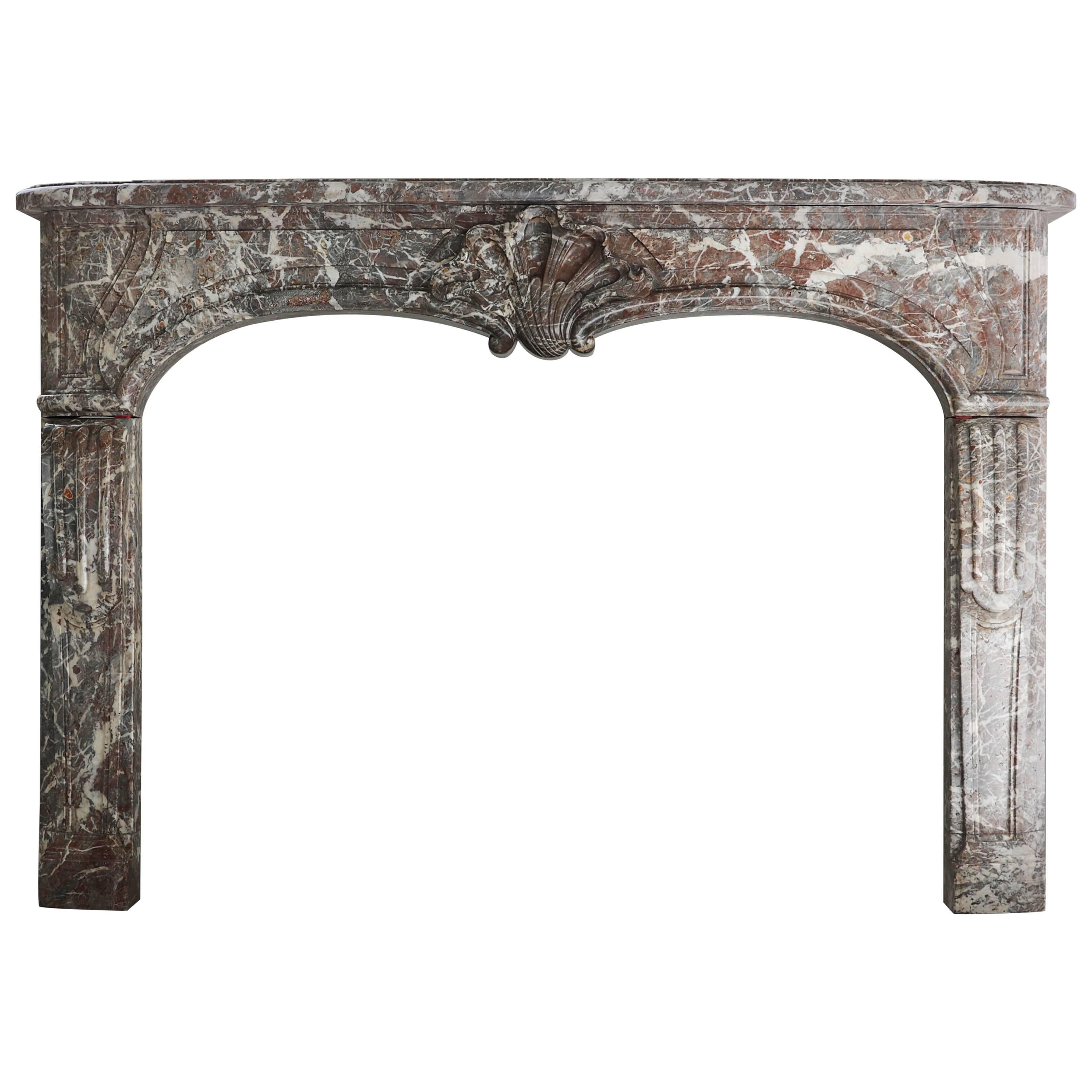 Antique Marble Fireplace, Louis XV, Rouge Royal marble