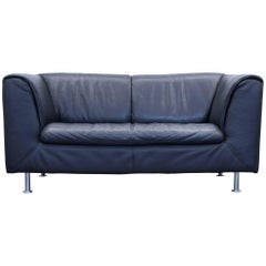 Willi Schillig Designer Sofa Leather Anthrazit Black Two-Seat Couch Modern