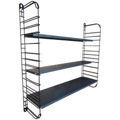 Metal Dark Grey and Blue Wall Shelving Unit by Tomado, Holland, 1960s