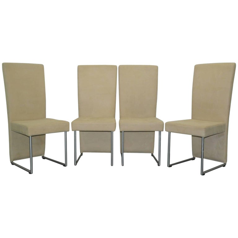Set Of Four Suspended Seat Rolf Benz Cream Suede Leather Dining Set Of Four Suspended Seat Rolf Benz Cream Suede Leather Dining Chairs For
