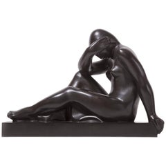 Bronze Sculpture "Woman Sitting Head in Her Arm" by Joseph Csaky, circa 1930