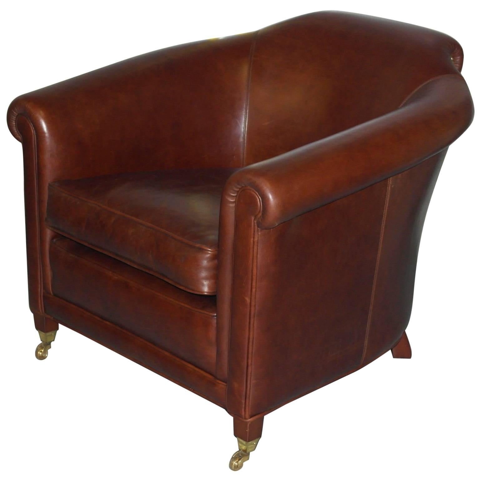 New Tusting Arnold Aged Brown Leather Luxury Premium Club Armchair