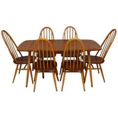 Retro 1960s Ercol Grand Windsor Dining Table and Six Chairs